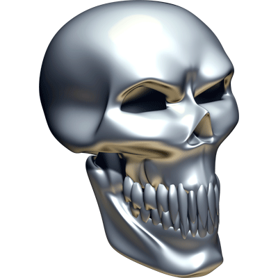 Premium Skull Decals- Chrome Skull 3.
