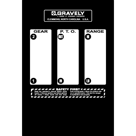 Gravely 400 Series Tractor Gear Shift Panel Decal- Option 2, TM684.