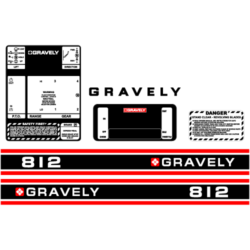 Gravely 812 Tractor Decal Set- Option 1, TM508.