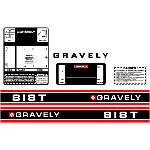 Gravely 818T Tractor Decal Set, TM527.