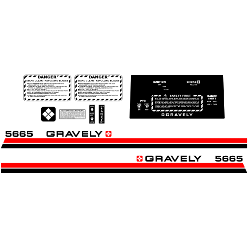 Gravely 5665 Walk Behind Tractor Decal Set, TM623.