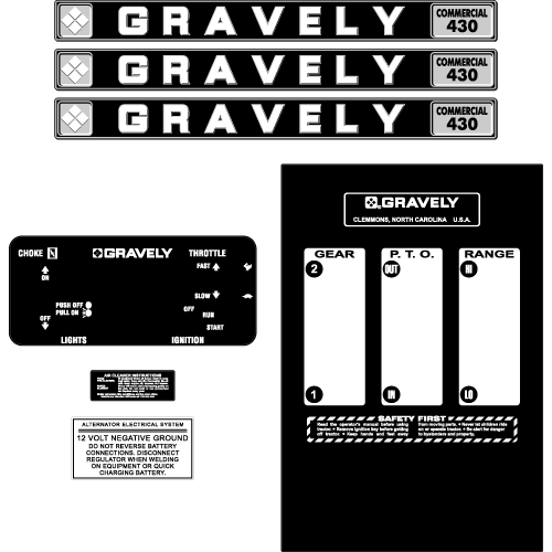 Gravely Commercial 430 Tractor Decal Set, TM766.