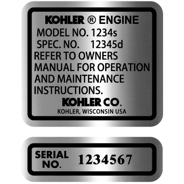 Kohler Engine Data Decal Set- Option 1, TM683.