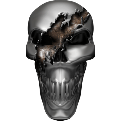 Premium Skull Decals- Ripped Metal Skull 1.