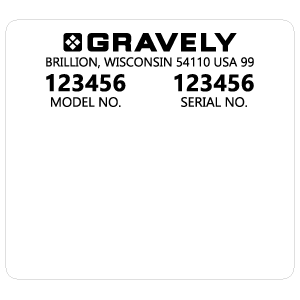 Gravely Model & Serial Number Decal, TM804.